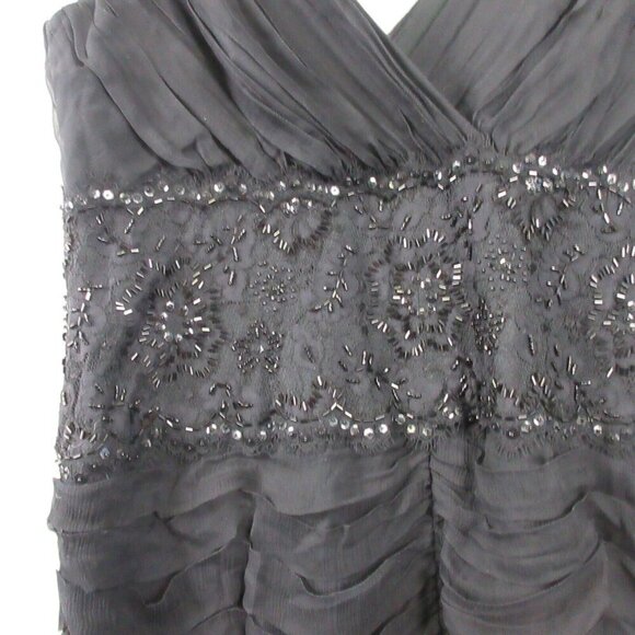 Tadashi Collection Silk Dress 16 Black Beaded Bodycon Elegant Luxury Formal 496 - Picture 3 of 12